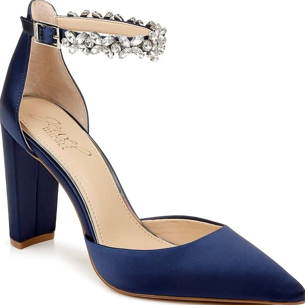 Jewel Badgley Mischka Ollie Pointed Toe Ankle Strap Pump
